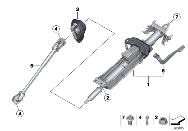 2013 BMW 328i xDrive Steering Column Mechanical Adjustable / Mounting Parts Diagram