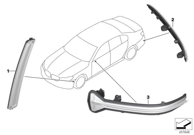 2020 BMW 740i xDrive Rear Reflector / Side Repeater Diagram