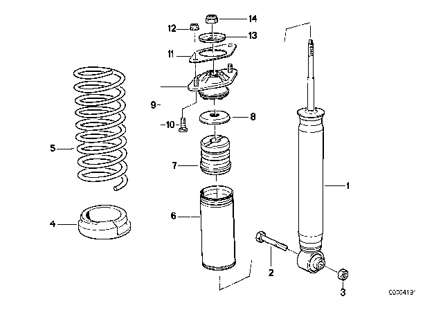 1996 BMW 850Ci Rear Spring Strut Coil Spring And Parts Diagram