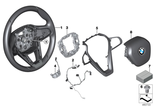 2016 BMW 750i Airbag Sports Steering Wheel Diagram