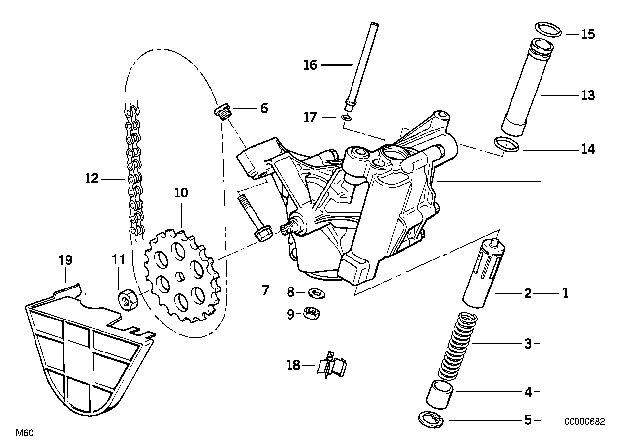 1994 BMW 530i Oil Pipe Outlet Diagram for 11151742631