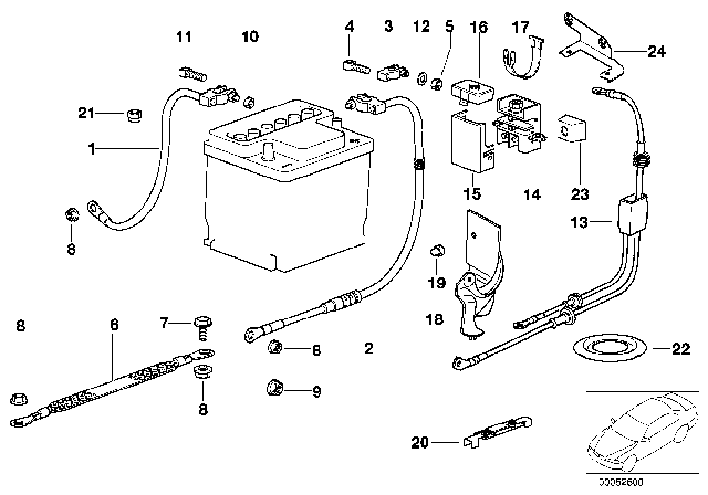 1992 BMW 325is Battery Clamp Positive Diagram for 12421724568