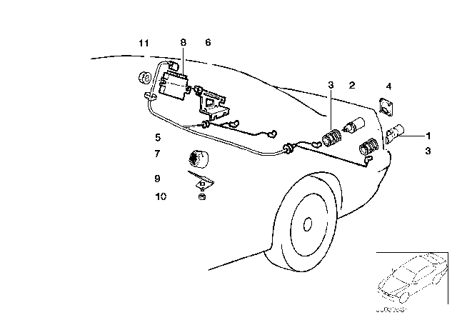 1997 BMW 840Ci Ultrasonic Sensor Diagram for 66211382252