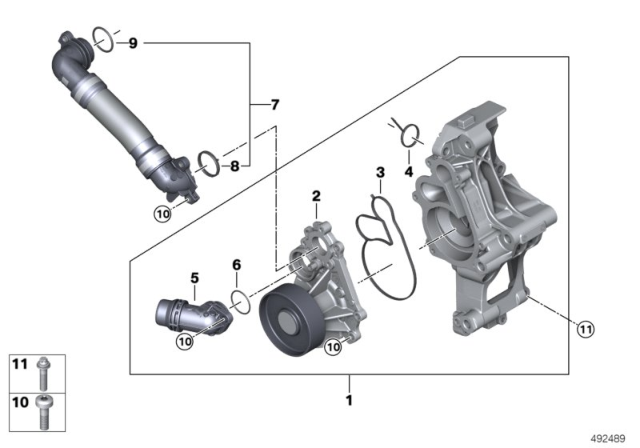 2020 BMW 740i Cooling System - Coolant Pump Diagram