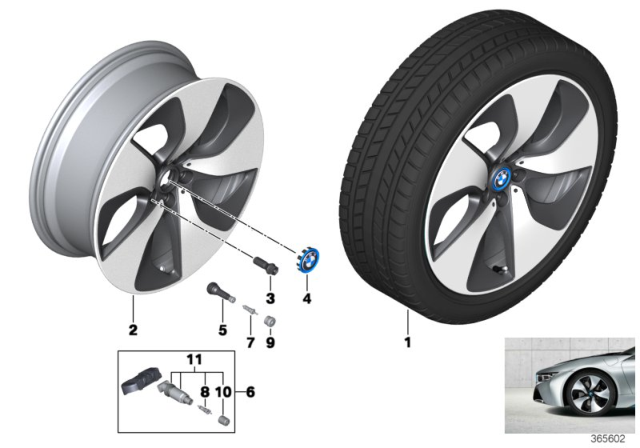 2015 BMW i8 Alloy Rim Forged Right Diagram for 36116857574