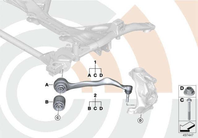 2018 BMW 330e Sedan(F30) Repair Kit, Trailing Link Diagram