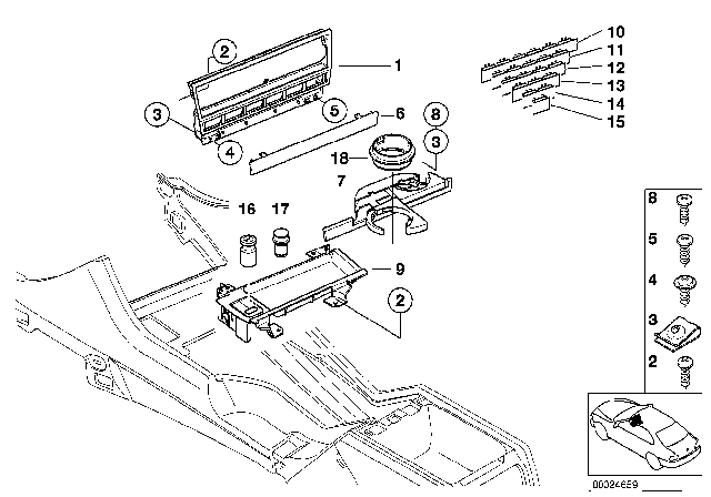 2000 BMW 540i Module Carrier, Centre Console Diagram