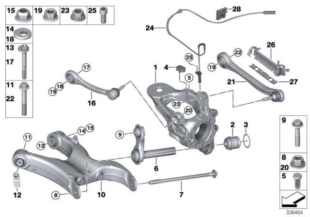2010 BMW X5 Rear Upper Control Arm Diagram for 33326795047