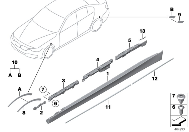 2013 BMW 320i Cover Door Sill / Wheel Arch Diagram
