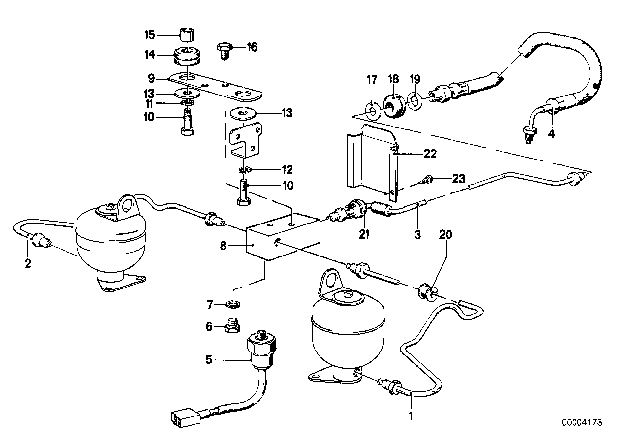 1987 BMW M6 Levelling Device / Tubing / Attaching Parts Diagram