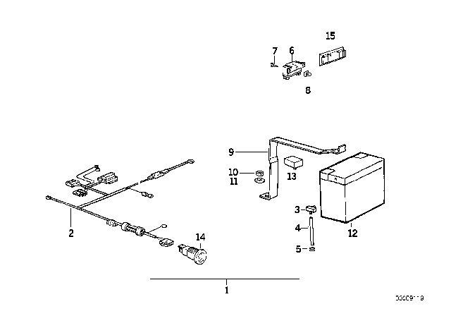 1994 BMW 530i BATTERY HOLD DOWN Diagram for 61218359043