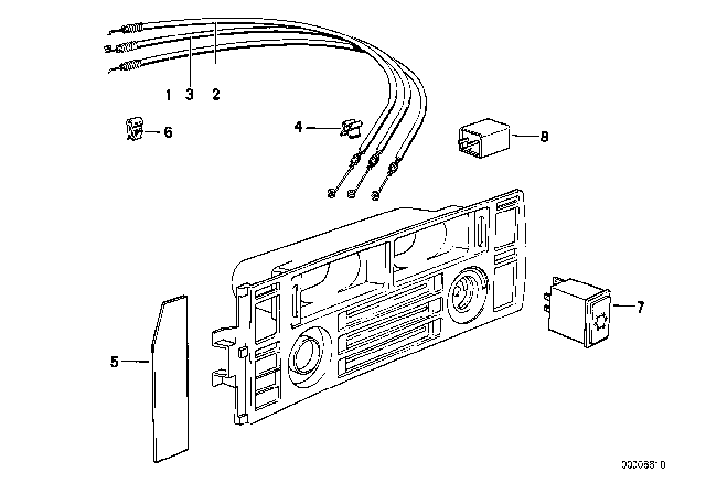 1982 BMW 633CSi Bowden Cable Leg-Room Diagram for 64111371988