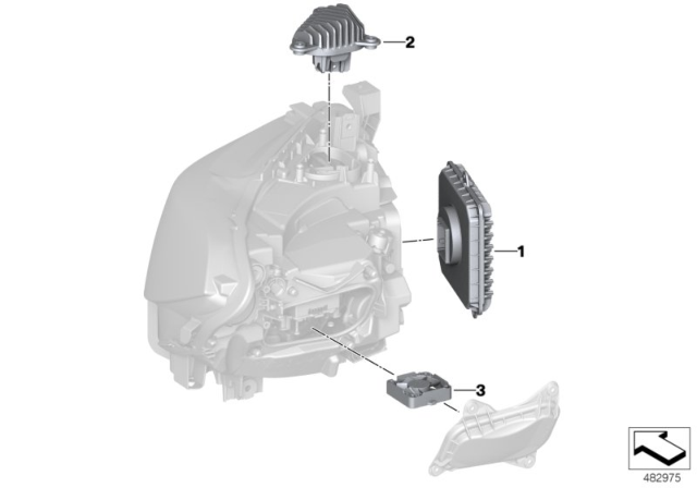 2019 BMW M240i xDrive Electronic Components, Headlight Diagram