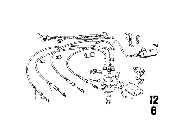 1974 BMW 2002tii Spark Plug / Ignition Wire / Ignition Coil Diagram