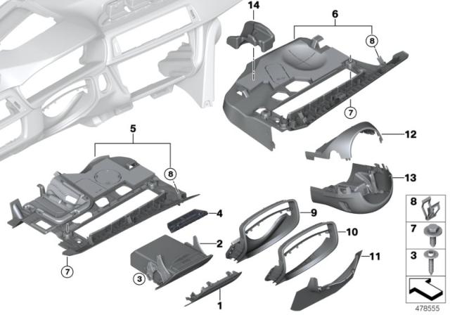 2015 BMW M3 Mounting Parts, Instrument Panel Diagram 1