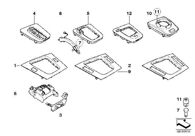 2001 BMW 325i Cover, Gear Selecting Lever Diagram for 51168196116