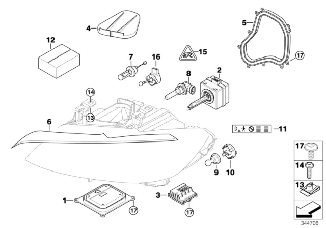 2011 BMW M3 Single Components For Headlight Diagram