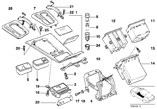 1996 BMW 750iL Cover, Gear Selecting Lever Diagram for 51168163809
