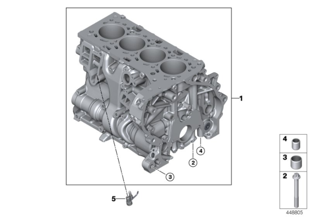 2017 BMW 330e Engine Block & Mounting Parts Diagram 1