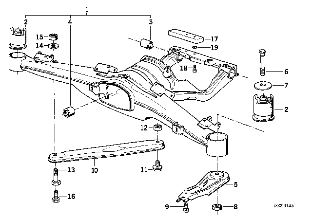 1990 BMW 735iL Rubber Mounting Diagram for 33311128670