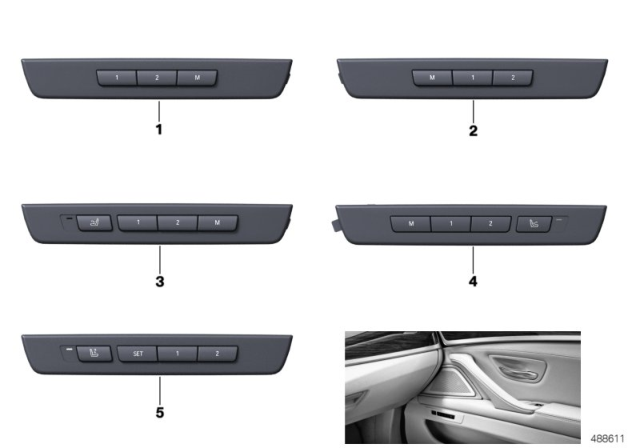 2015 BMW 550i Operating Unit, Supplement Seat Functions Diagram