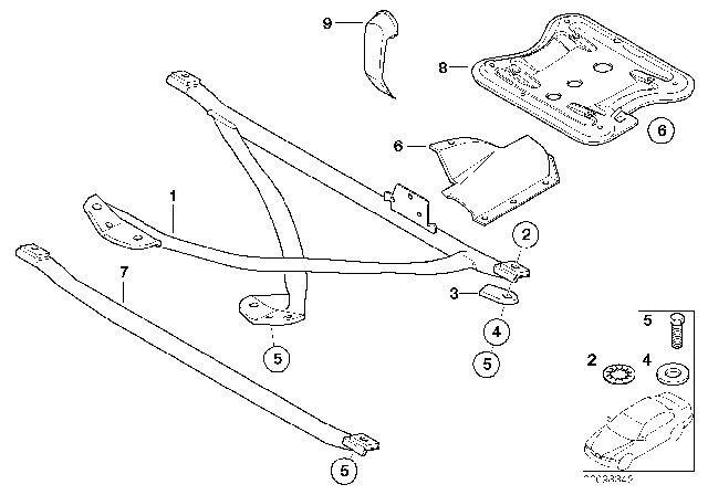 1993 BMW 325i Covering Lower Diagram for 51718179954