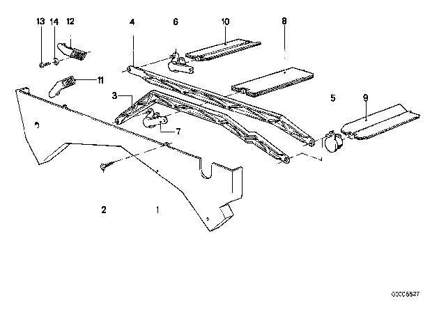 1985 BMW 535i Lever Right Diagram for 64111466228