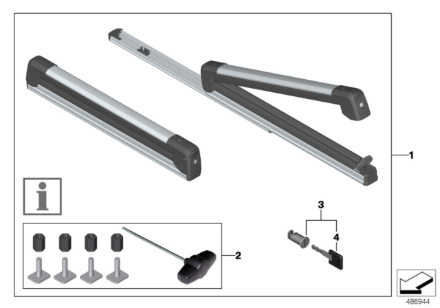2009 BMW M3 Ski And Snowboard Bracket Pull-Out Diagram