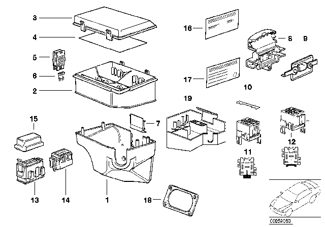 1995 BMW 850CSi Fuse Box Diagram for 61318367250