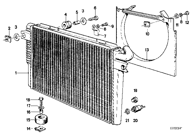 1979 BMW 733i Transmission Oil Cooler Radiator Diagram for 17111153064