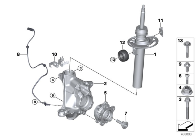 2019 BMW X4 FRONT RIGHT SPRING STRUT Diagram for 31306890944