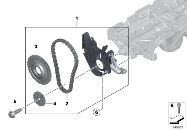2014 BMW 228i Lubrication System / Oil Pump Drive Diagram