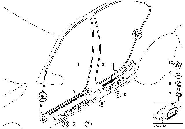 1998 BMW 528i M Trim Piece, Rear Left Entry Diagram for 51472695671