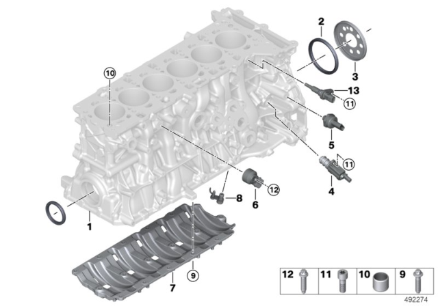 2020 BMW 745e xDrive Sedan(G12) Engine Block & Mounting Parts Diagram