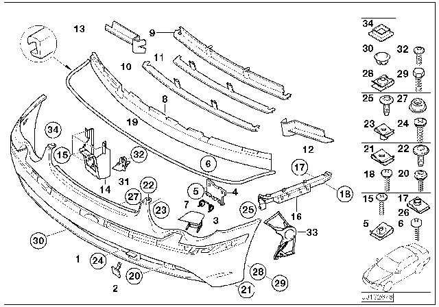 2002 BMW 745i Mount, Lateral, Bumper, Front Right Diagram for 51118223248