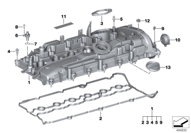 2020 BMW X4 Cylinder Head Cover / Mounting Parts Diagram