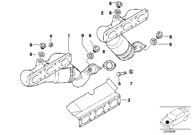 2004 BMW 325xi Exhaust Manifold With Catalyst Diagram