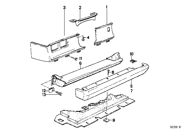 1985 BMW 528e Covering Dashboard Lower Airbag Diagram