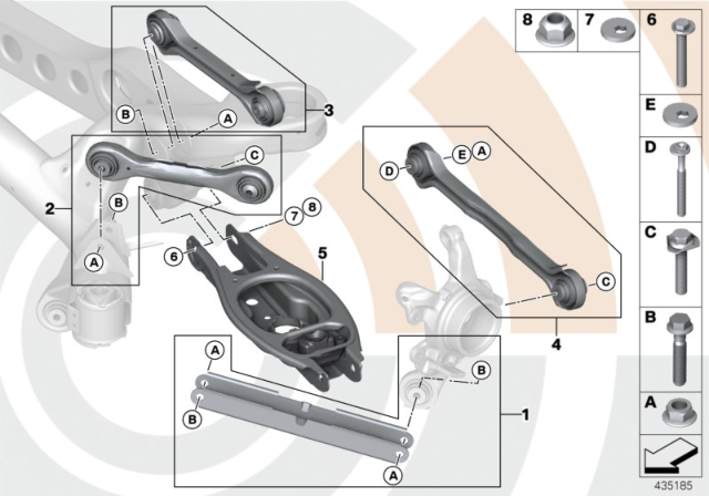 2010 BMW 335i Repair Kits, Control Arms And Struts Diagram