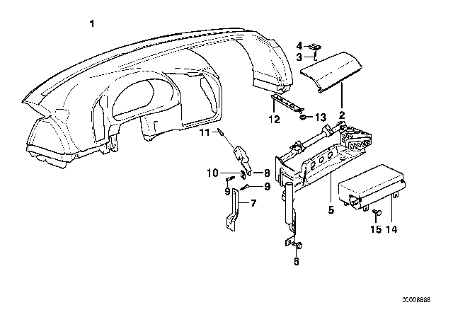 1999 BMW M3 Dashboard Covering / Passenger's Airbag Diagram