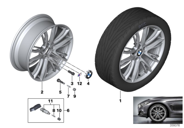 2020 BMW 430i xDrive Gran Coupe Disc Wheel, Light Alloy, Matt Black Diagram for 36116862774