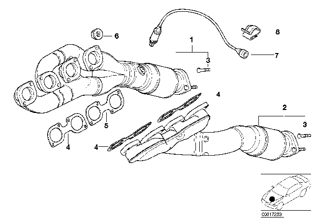 2003 BMW 540i Exhaust Manifold With Catalyst Diagram