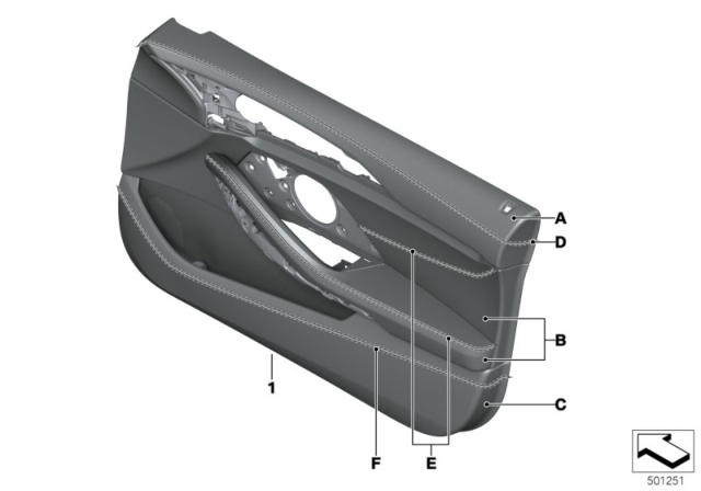 2020 BMW M850i xDrive Gran Coupe G16 Individual Door Trim Panel Diagram 2