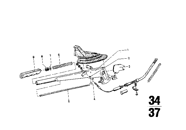 1974 BMW 2002 Parking Brake / Control Diagram 1