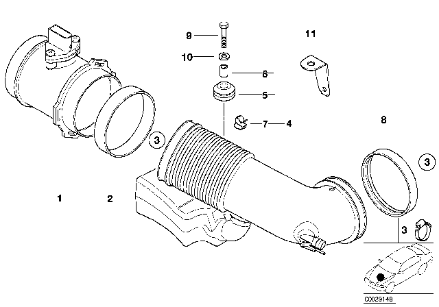 1999 BMW 540i Resonator Holder Diagram for 13711436400