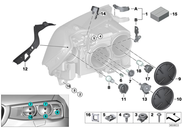 2012 BMW X3 Individual Parts For Headlamp, Halogen Diagram 2