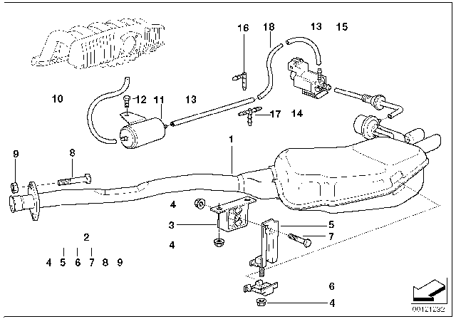 1999 BMW 323is Rear Silencer With Exhaust Flap Diagram