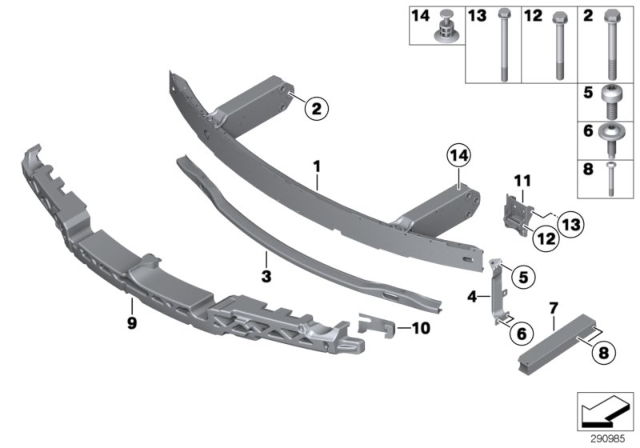 2015 BMW 640i xDrive Impact Absorber, Top Diagram for 51117211490