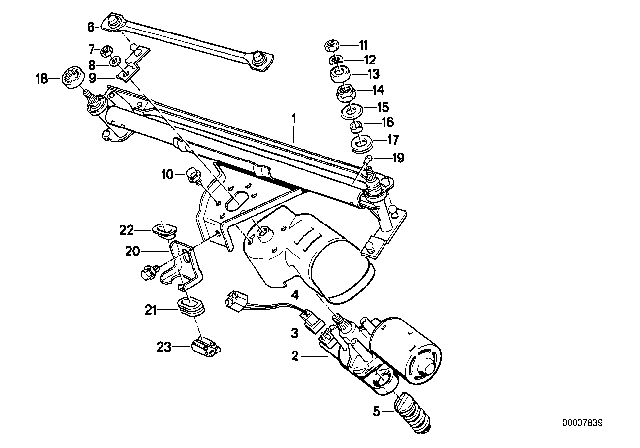 1987 BMW 535i Single Wiper Parts Diagram