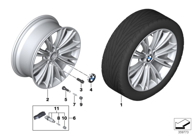 2020 BMW 430i BMW LA Wheel, Individual, V-Spoke Diagram